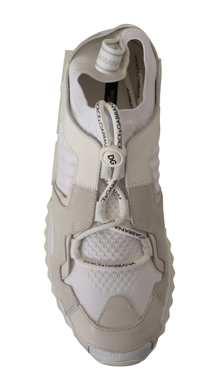 White Fabric Suede Sorrento Lace Up Sneakers Shoes