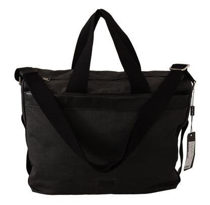 Black Denim Leather Shoulder Strap Messenger Bag