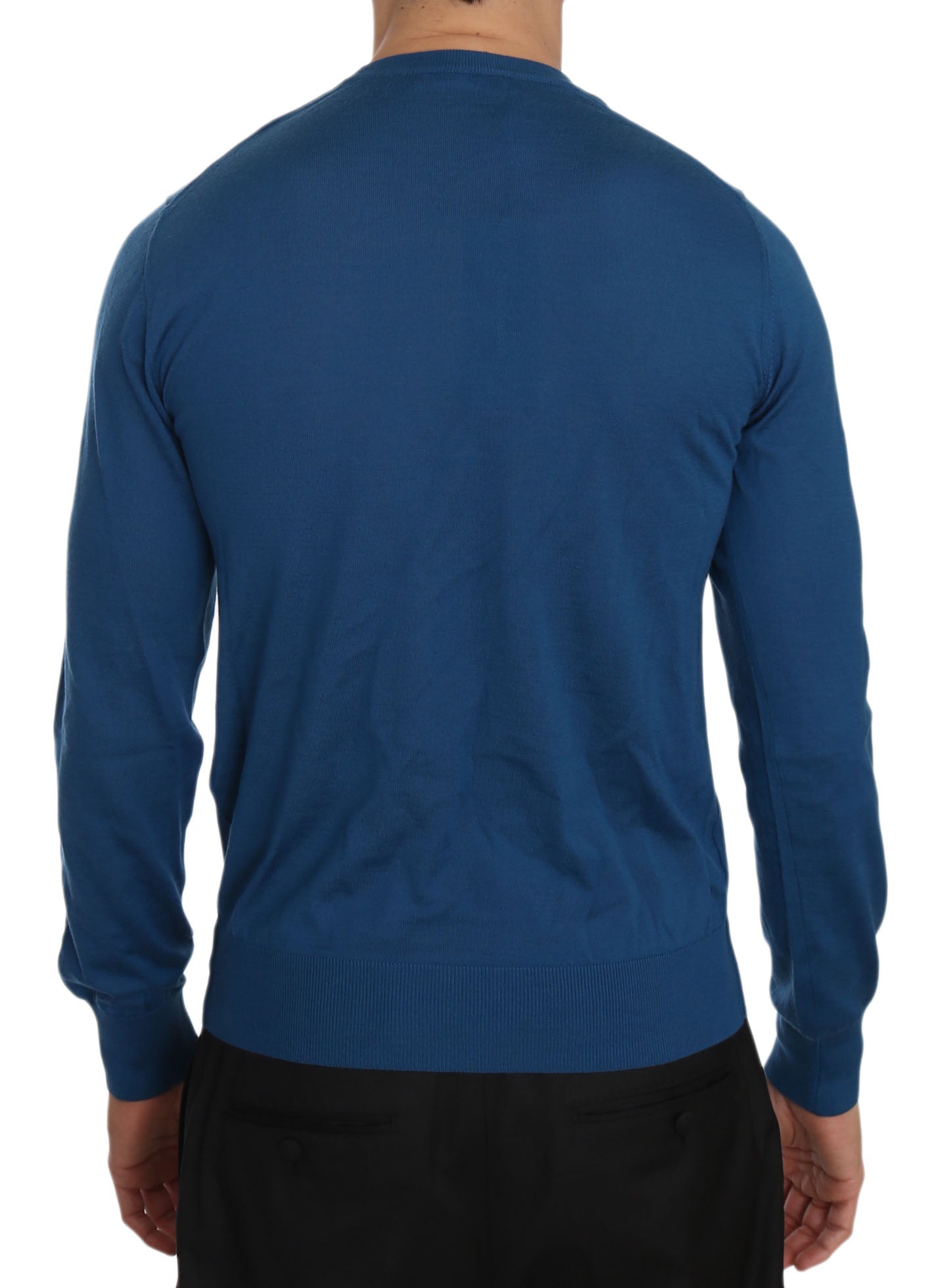 Blue Cashmere Crewneck Pullover Sweater