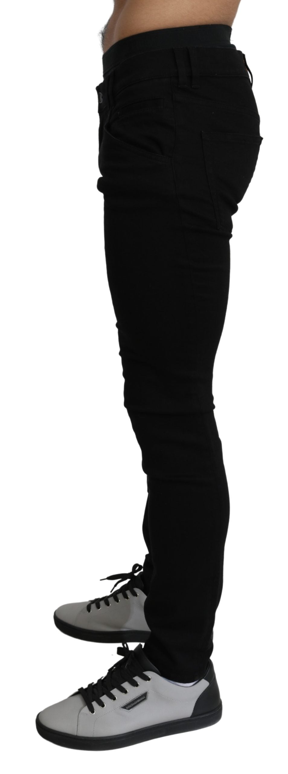 Black Low Waist Skinny Cotton Denim Jeans