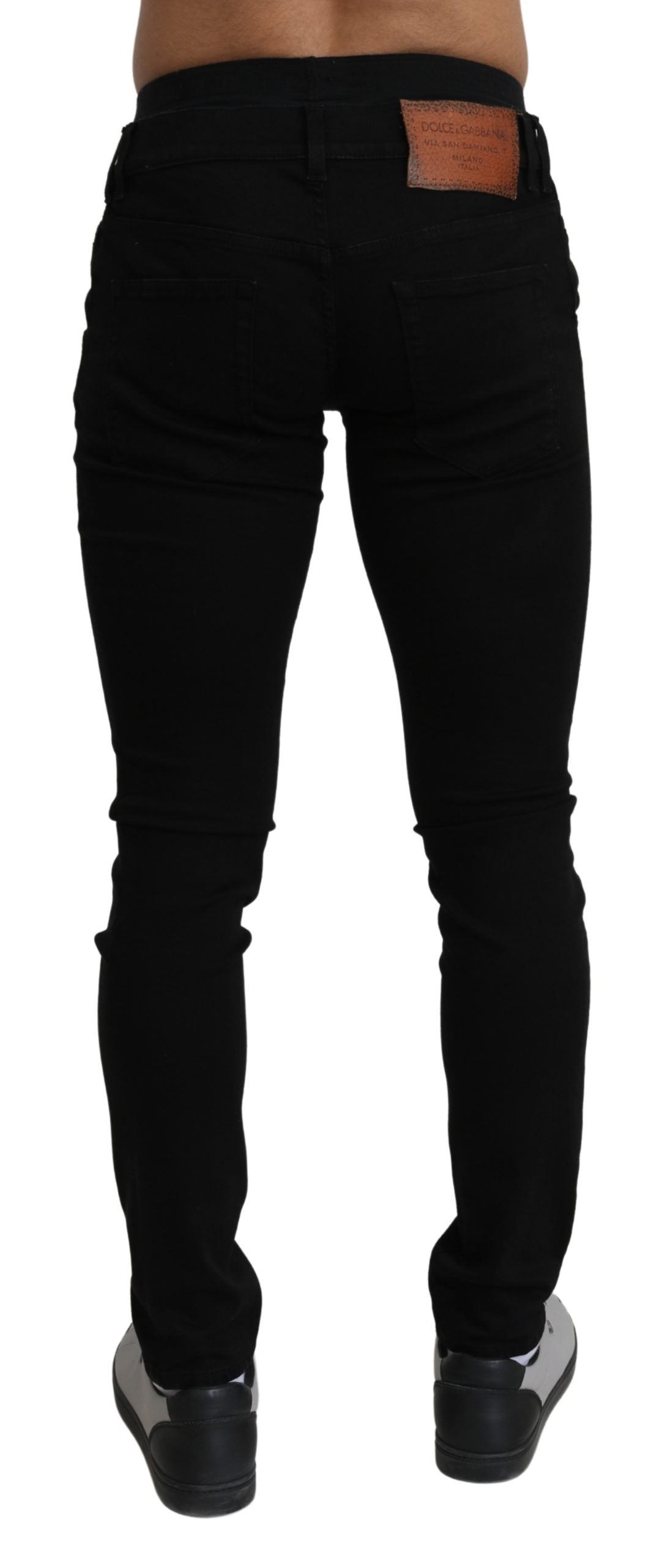 Black Low Waist Skinny Cotton Denim Jeans