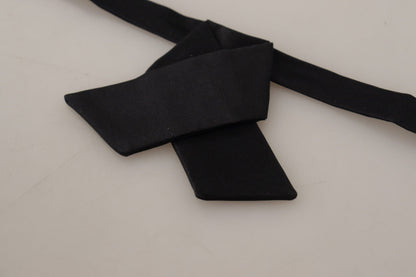 Black 100% Silk Adjustable Neck Papillon Bow Tie