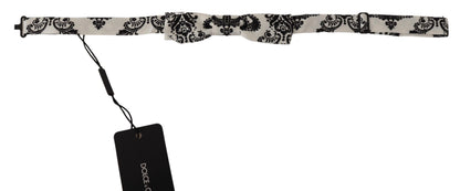 White Fantasy Pattern Adjustable Neck Papillon Bow Tie