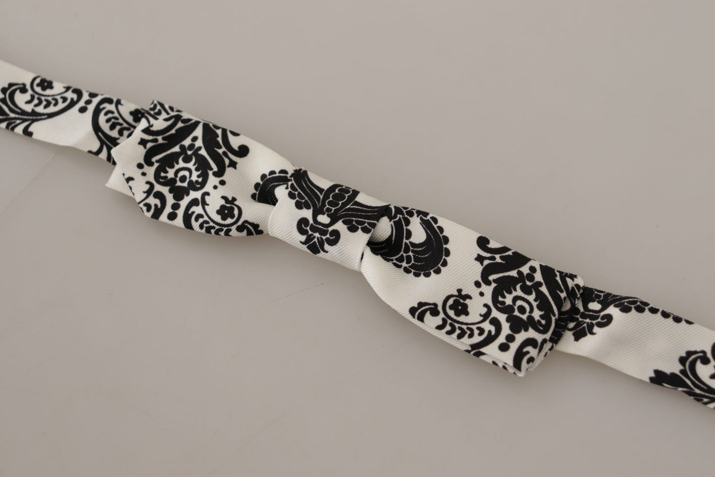 White Fantasy Pattern Adjustable Neck Papillon Bow Tie
