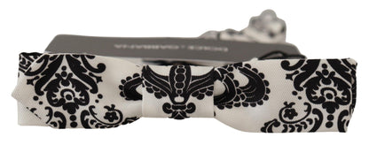 White Fantasy Pattern Adjustable Neck Papillon Bow Tie
