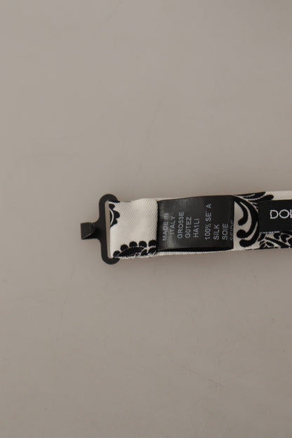 White Crown Pattern Adjustable Neck Papillon Bow Tie