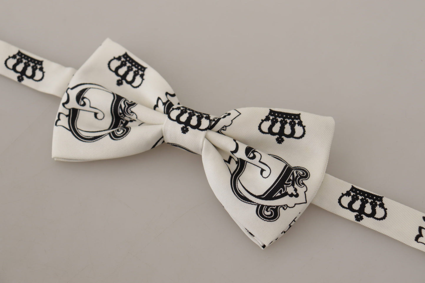 White Crown Pattern Adjustable Neck Papillon  Bow Tie