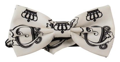 White Crown Pattern Adjustable Neck Papillon  Bow Tie
