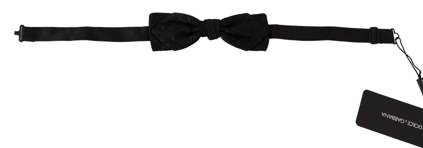 Black 100% Silk Adjustable  Bow Tie