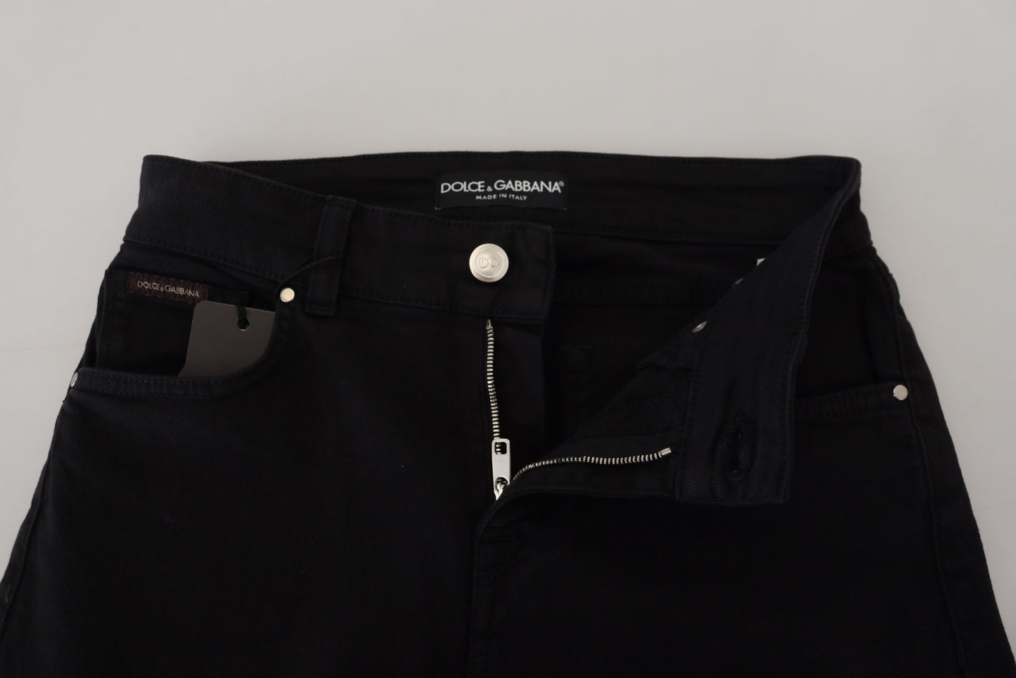 Black Cotton Skinny Mid Waist Denim Jeans