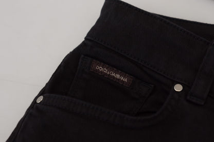 Black Cotton Skinny Mid Waist Denim Jeans