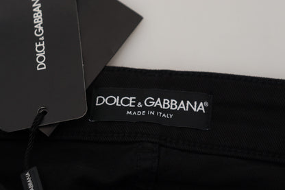 Black Cotton Skinny Mid Waist Denim Jeans