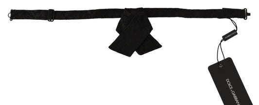 Black 100% Silk Adjustable Neck Papillon Bow Tie