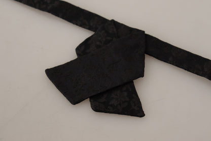 Black 100% Silk Adjustable Neck Papillon Bow Tie