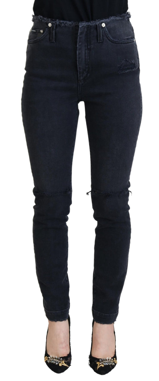 Black Cotton Skinny High Waist Denim Jeans