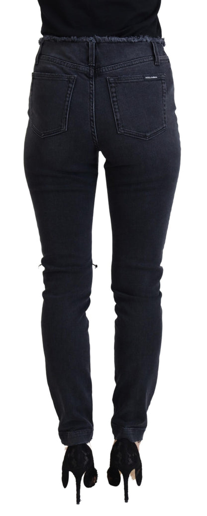 Black Cotton Skinny High Waist Denim Jeans