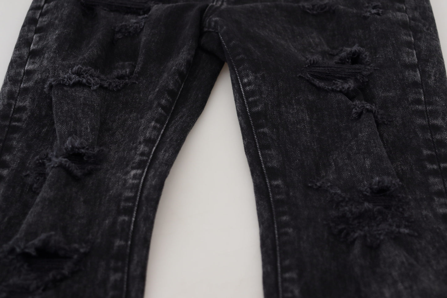 Black Cotton High Waist Tattered Denim Jeans