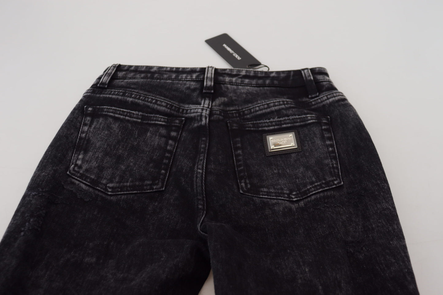 Black Cotton High Waist Tattered Denim Jeans