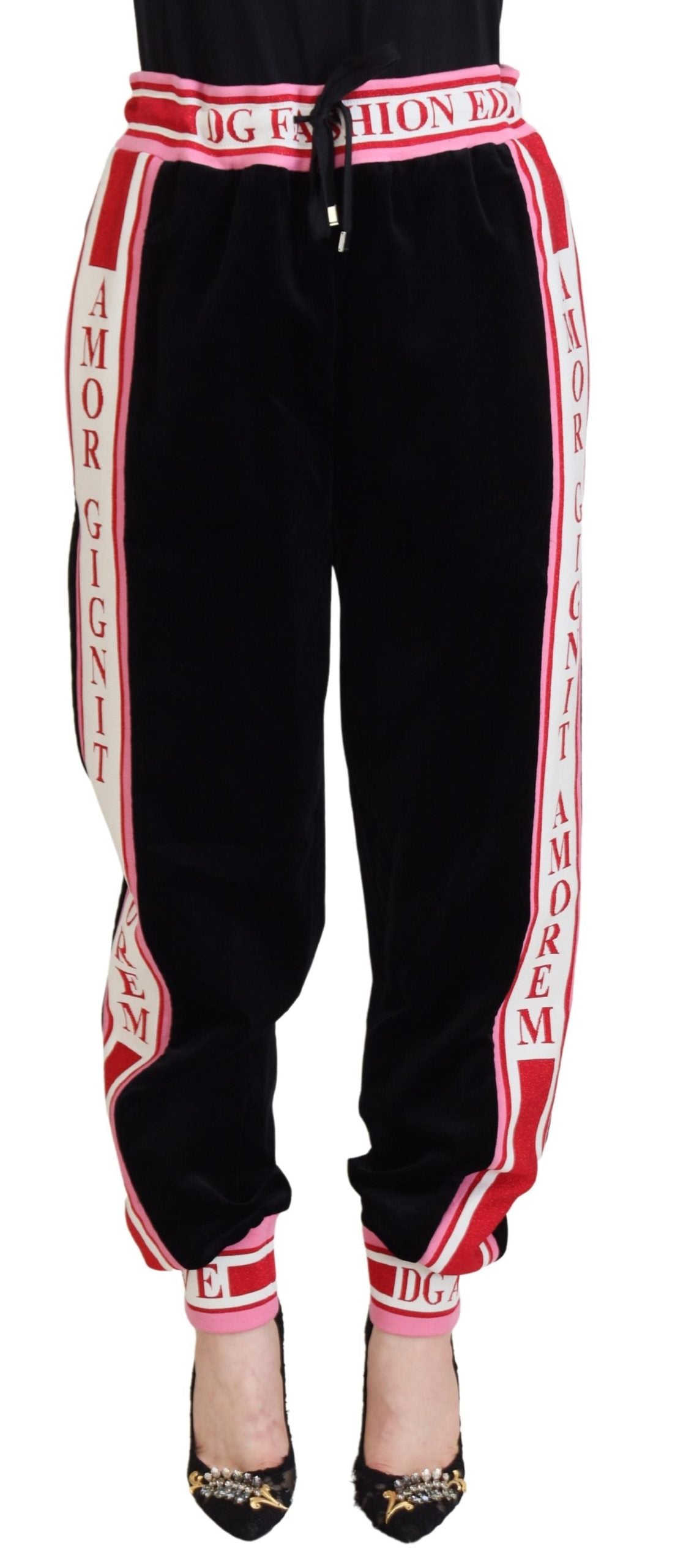 Black Cotton DG Logo Sweatpants Pants