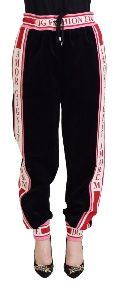 Black Cotton DG Logo Sweatpants Pants
