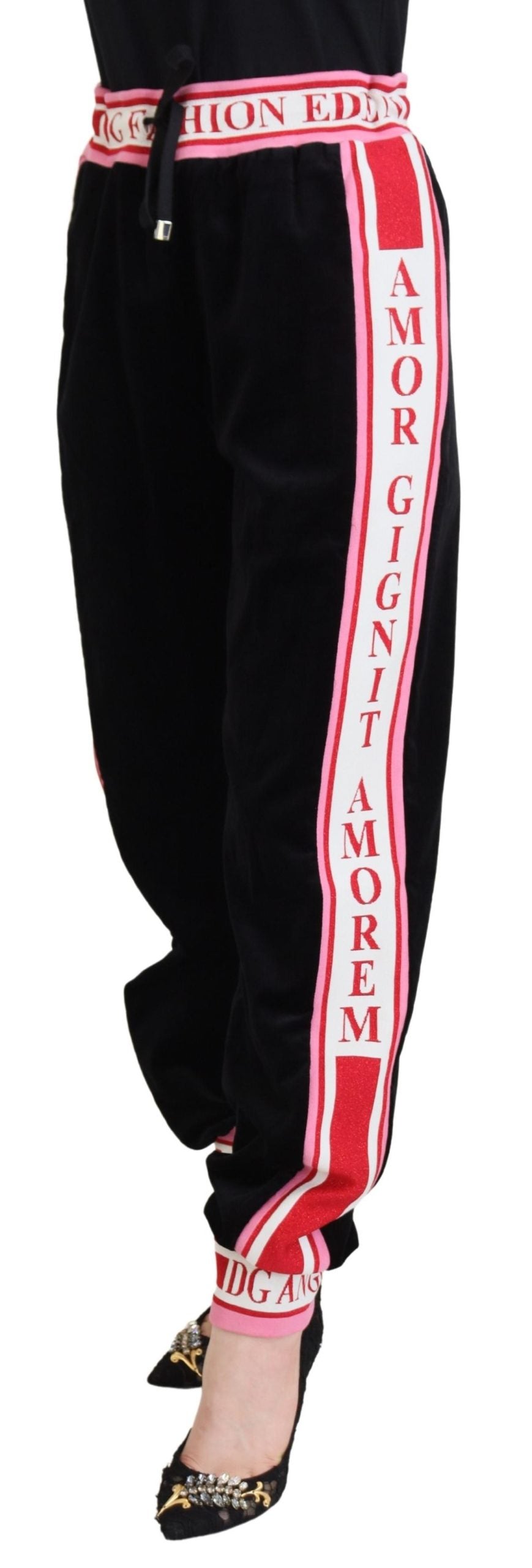Black Cotton DG Logo Sweatpants Pants