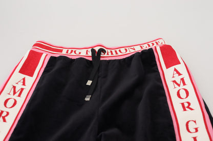 Black Cotton DG Logo Sweatpants Pants