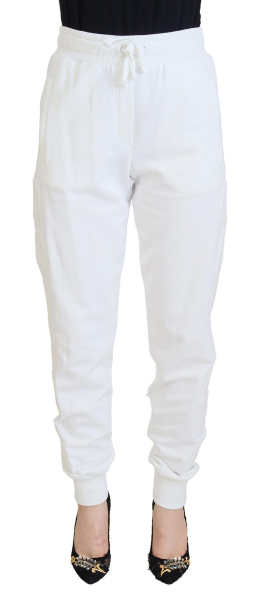 White Cotton Women Sweatpants Pants