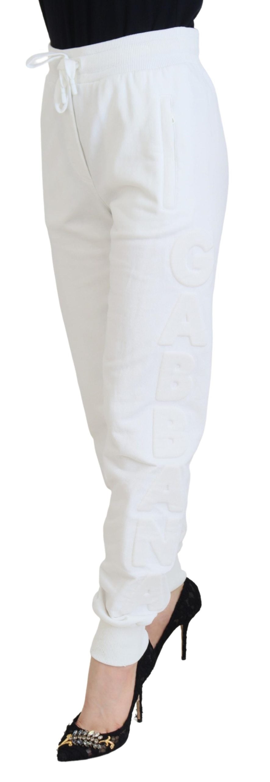 White Cotton Women Sweatpants Pants