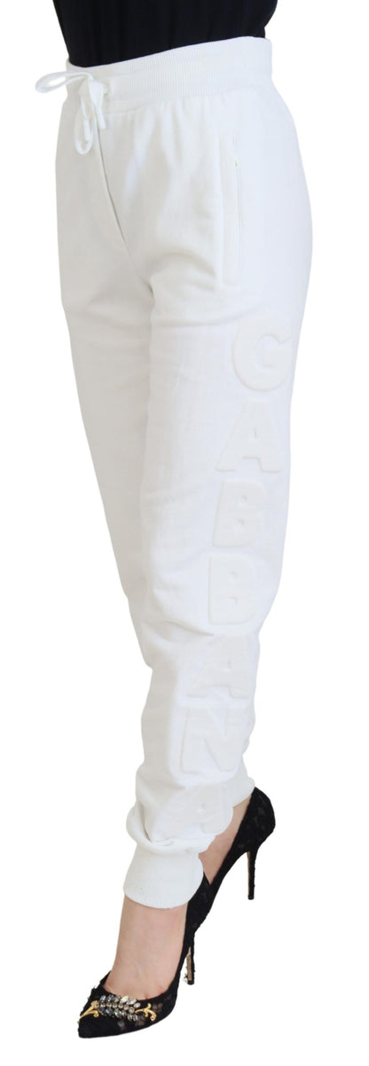 White Cotton Women Sweatpants Pants