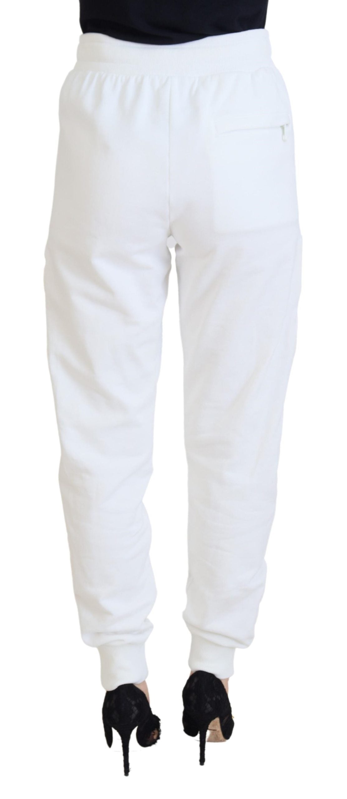 White Cotton Women Sweatpants Pants