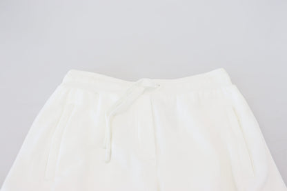 White Cotton Women Sweatpants Pants