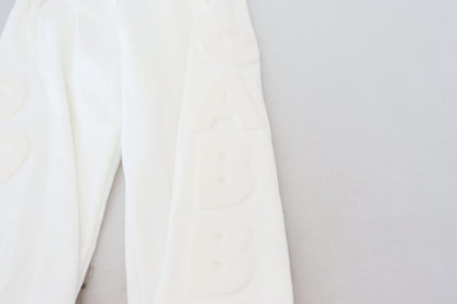 White Cotton Women Sweatpants Pants