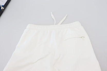 White Cotton Women Sweatpants Pants