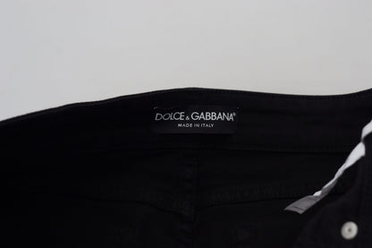 Black Cotton Skinny Mid Waist Denim Jeans