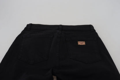 Black Cotton Skinny Mid Waist Denim Jeans