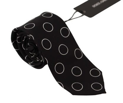 Black Circle Fantasy Print Silk Adjustable Accessory Tie