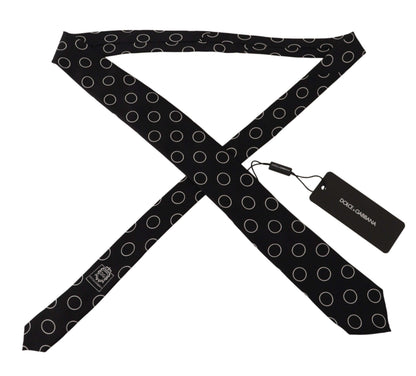 Black Circle Fantasy Print Silk Adjustable Accessory Tie