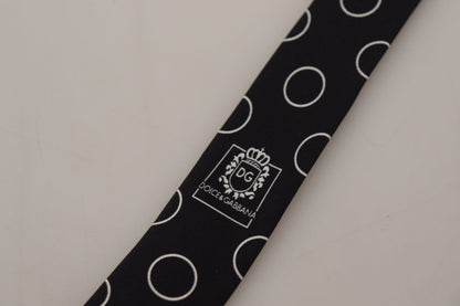 Black Circle Fantasy Print Silk Adjustable Accessory Tie