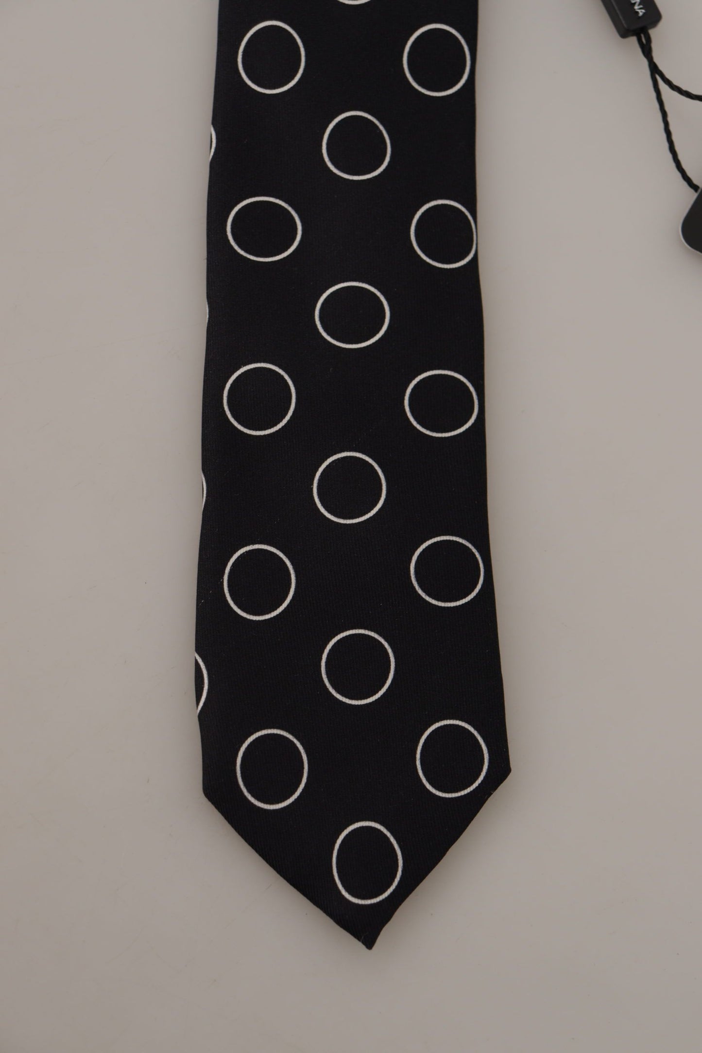 Black Circle Fantasy Print Silk Adjustable Accessory Tie