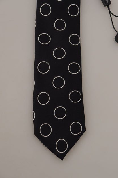 Black Circle Fantasy Print Silk Adjustable Accessory Tie