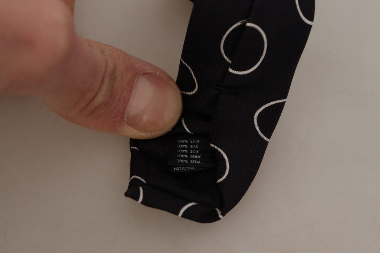 Black Circle Fantasy Print Silk Adjustable Accessory Tie