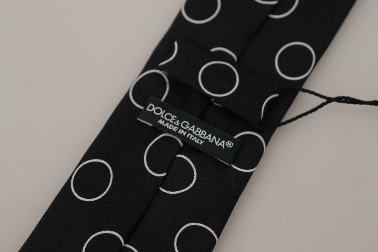 Black Circle Fantasy Print Silk Adjustable Accessory Tie