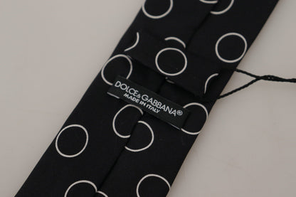 Black Circle Fantasy Print Silk Adjustable Accessory Tie