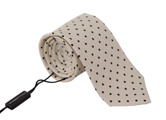 White Black Polka dots Adjustable Tie
