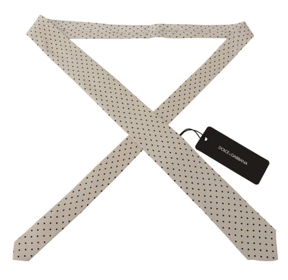White Black Polka dots Adjustable Tie