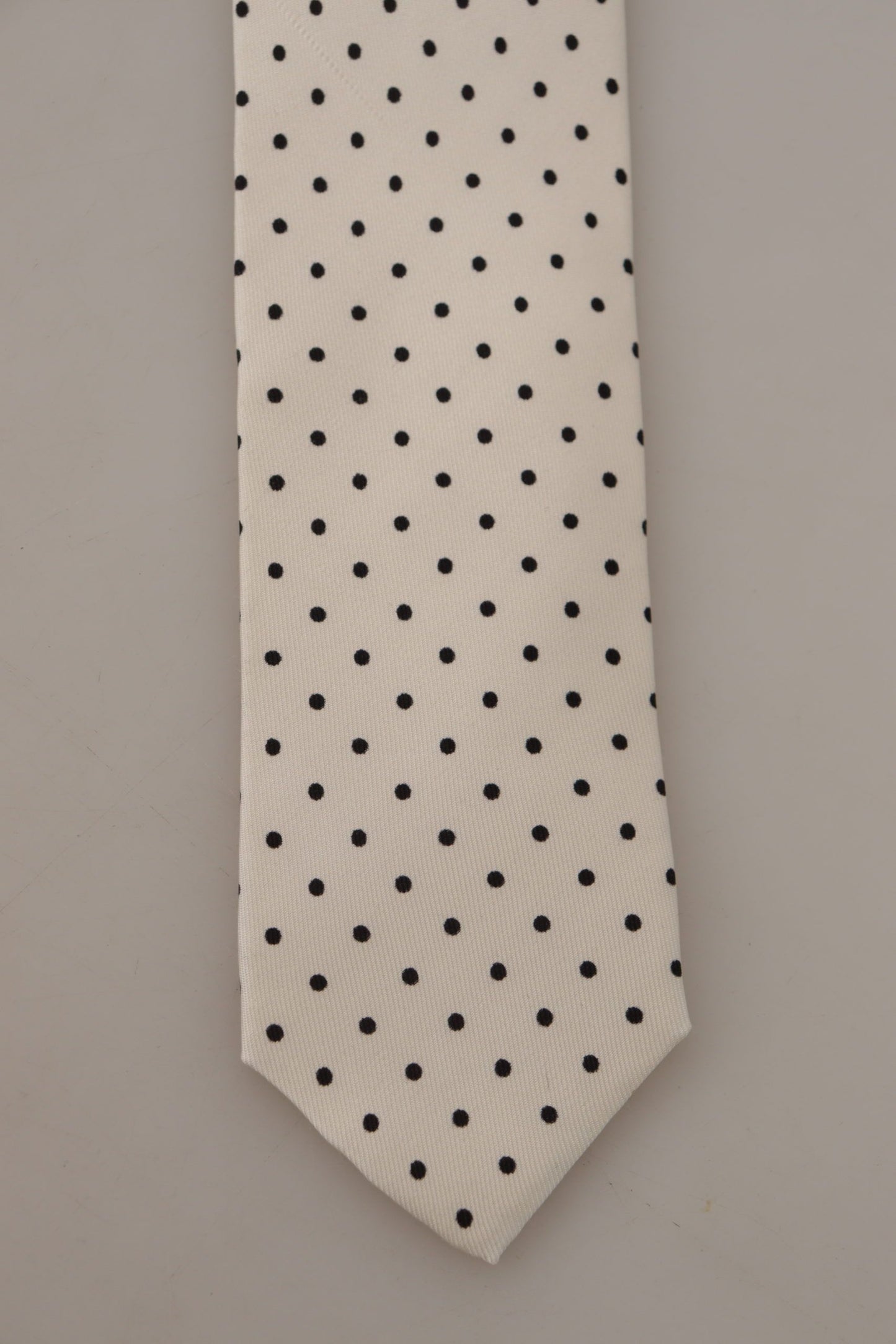 White Black Polka dots Adjustable Tie