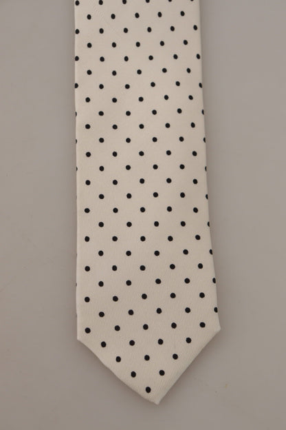 White Black Polka dots Adjustable Tie