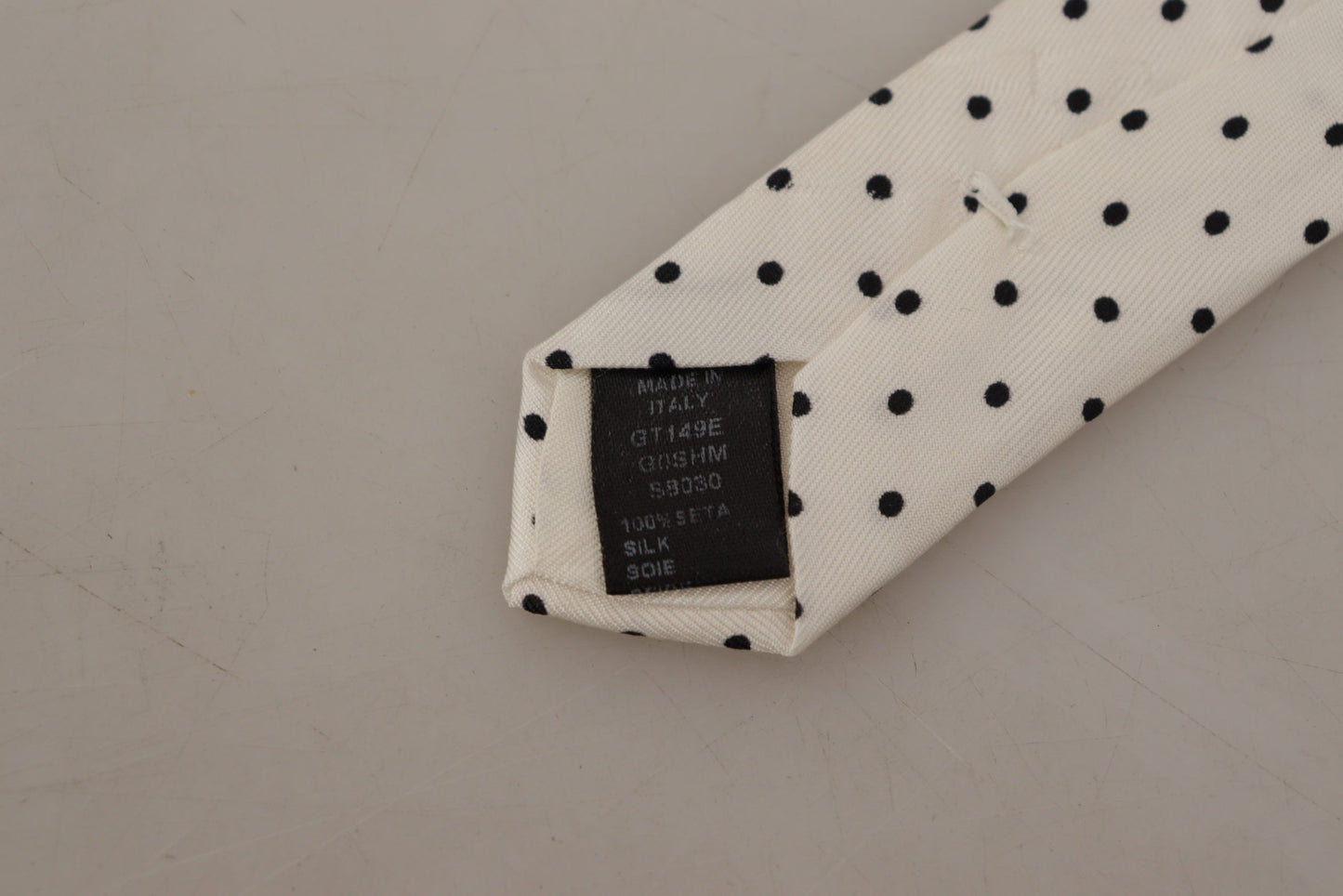 White Black Polka dots Adjustable Tie