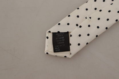 White Black Polka dots Adjustable Tie