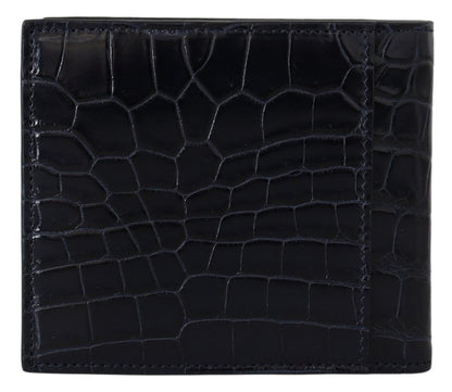 Black Bifold Card Holder Men Exotic Leather Wallet